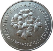 2 Pounds - Elizabeth II Queen's 70th Birthday, United Kingdom, 1996 reverse image