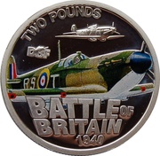 2 Pounds-Elizabeth II 70th Anniversary of The Battle of Britain, United Kingdom, 2010 reverse image