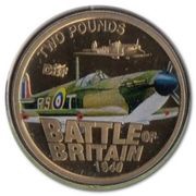 2 Pounds - Elizabeth II 70th Anniversary of The Battle of Britain; Gold Proof, United Kingdom, 2010 reverse image