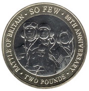 2 Pounds - Elizabeth II 80th Anniversary of the Battle of Britain, United Kingdom, 2020 reverse image