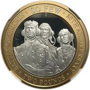 2 Pounds - Elizabeth II 80th Anniversary of the Battle of Britain; Silver Proof, United Kingdom, 2020 reverse image