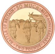 2 Pounds - Elizabeth II 80th Anniversary of the Battle of Britain; Gold Proof, United Kingdom, 2020 reverse image