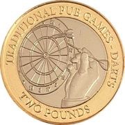 2 Pounds - Charles III Darts, United Kingdom, 2023 reverse image
