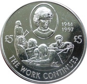 5 Pounds - Elizabeth II The Work Continues, United Kingdom, 2002 reverse image