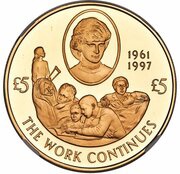 5 Pounds - Elizabeth II The Work Continues, United Kingdom, 2002 reverse image