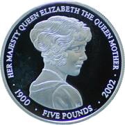 5 Pounds - Elizabeth II Queen Mother; Silver Proof, United Kingdom, 2002 reverse image