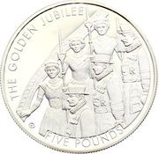 5 Pounds - Elizabeth II Golden Jubilee; Silver Proof, United Kingdom, 2002 reverse image