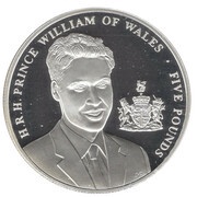 5 Pounds - Elizabeth II Prince William; Silver Proof, United Kingdom, 2003 reverse image