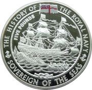 5 Pounds - Elizabeth II Sovereign of the Seas; Silver Proof, United Kingdom, 2003 reverse image