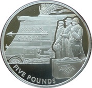 5 Pounds - Elizabeth II Golden Arrow; Silver Proof, United Kingdom, 2004 reverse image