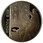 5 Pounds - Elizabeth II Driver and Fireman; Silver Proof, United Kingdom, 2004 reverse image