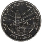 5 Pounds - Elizabeth II End of WWII - Big Ben, United Kingdom, 2005 reverse image