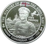 5 Pounds - Elizabeth II Andrew Cunningham; Silver Proof, United Kingdom, 2005 reverse image