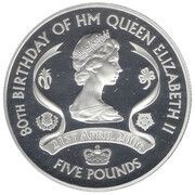 5 Pounds - Elizabeth II 80th Birthday Queen Elizabeth II; Silver proof, United Kingdom, 2006 reverse image