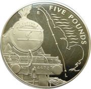 5 Pounds - Elizabeth II Flying Scotsman; Silver Proof Gold Plated, United Kingdom, 2006 reverse image
