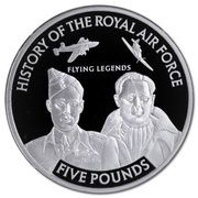 5 Pounds - Elizabeth II Flying Legends - Sir Douglas Bader; Silver Proof, United Kingdom, 2008 reverse image