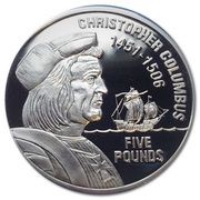 5 Pounds - Elizabeth II Sea Exploration - Christopher Columbus; Silver Proof, United Kingdom, 2009 reverse image