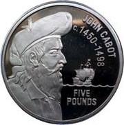 5 Pounds - Elizabeth II John Cabot, United Kingdom, 2009 reverse image