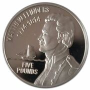 5 Pounds - Elizabeth II Sea Exploration - Matthew Flinders; Silver Proof, United Kingdom, 2009 reverse image