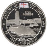 5 Pounds - Elizabeth II Royal Navy - HMS Conqueror, United Kingdom, 2009 reverse image