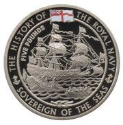 5 Pounds - Elizabeth II Royal Navy, Sovereign of the Seas, United Kingdom, 2009 reverse image