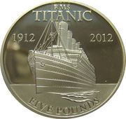 5 Pounds - Elizabeth II Titanic Centenary, United Kingdom, 2012 reverse image