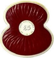5 Pounds - Elizabeth II Remembrance Day 2012; Poppy Shape, United Kingdom, 2012 reverse image