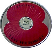 5 Pounds - Elizabeth II Remembrance Day 2013, United Kingdom, 2013 reverse image