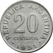 20 Centavos non magnetic; reeded edge obverse image