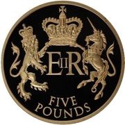 5 Pounds - Elizabeth II Coronation Jubilee; Gold Proof, United Kingdom, 2013 reverse image