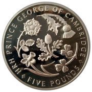 5 Pounds - Elizabeth II Birth of Prince George; Silver Proof, United Kingdom, 2013 reverse image