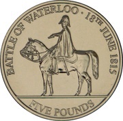 5 Pounds - Elizabeth II Battle of Waterloo, United Kingdom, 2015 reverse image