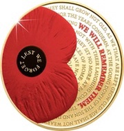 5 Pounds - Elizabeth II Remembrance Day; Gold Plated, United Kingdom, 2017 reverse image