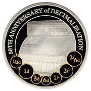 5 Pounds - Elizabeth II Decimalisation; Silver proof, United Kingdom, 2021 reverse image