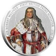 5 Pounds - Elizabeth II Robert Walpole; Silver Proof, United Kingdom, 2021 reverse image