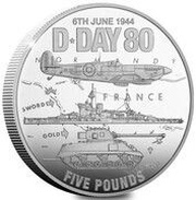 5 Pounds - Charles III D-Day; Silver Proof, United Kingdom, 2024 reverse image