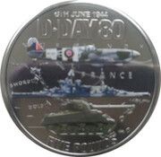 5 Pounds - Charles III D-Day; Coloured, United Kingdom, 2024 reverse image