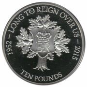 10 Pounds - Elizabeth II Longest Reign, United Kingdom, 2015 reverse image