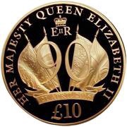 10 Pounds - Elizabeth II 90th Birthday; Gold Proof, United Kingdom, 2016 reverse image