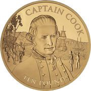 10 Pounds - Elizabeth II James Cook; Gold Proof, United Kingdom, 2020 reverse image