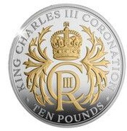 10 Pounds - Charles III Coronation; Silver Proof, United Kingdom, 2023 reverse image