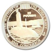 25 Pounds - Elizabeth II HMS Conqueror, United Kingdom, 2004 reverse image