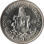 1 Crown - Elizabeth II 1st portrait, United Kingdom, 1964 reverse image