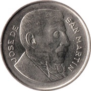 20 Centavos smaller head; smooth edge, Argentina, 1954-1956 reverse image