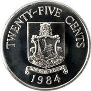 25 Cents - Elizabeth II Bermuda Coat of Arms, United Kingdom, 1984 reverse image