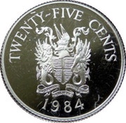 25 Cents - Elizabeth II St. George; Silver Proof Issue, United Kingdom, 1984 reverse image