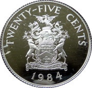 25 Cents - Elizabeth II Warwick Parish; Silver Proof Issue, United Kingdom, 1984 reverse image