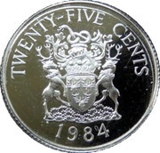 25 Cents - Elizabeth II Devonshire Parish; Silver Proof Issue, United Kingdom, 1984 reverse image