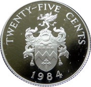 25 Cents - Elizabeth II Sandy's Parish; Silver Proof Issue, United Kingdom, 1984 reverse image