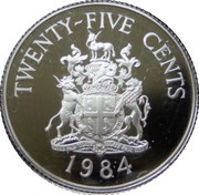 25 Cents - Elizabeth II Southampton Parish; Silver Proof Issue, United Kingdom, 1984 reverse image